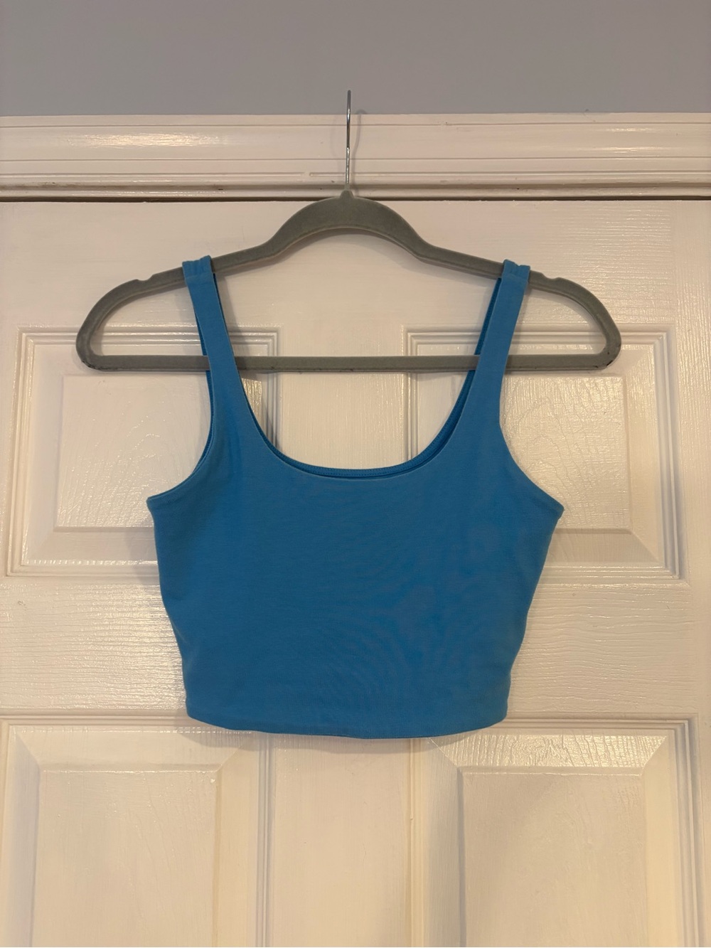 Blue Scoop Neck Cropped Tank